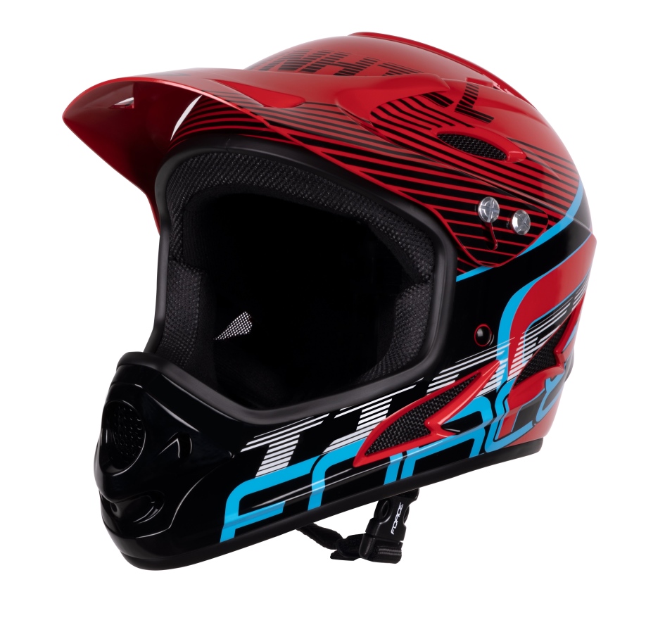 helmet FORCE TIGER downhill, red-blk-blue