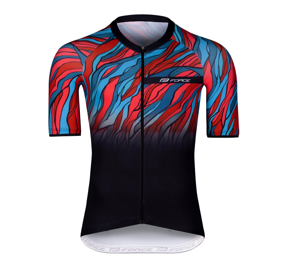 jersey F LIFE short sl, black-petrol blue-red 