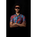 jersey F LIFE UNI short sl, blk-petrol bl-red