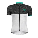 jersey F POINTS LADY short sl,blck-wh-turquoise XS