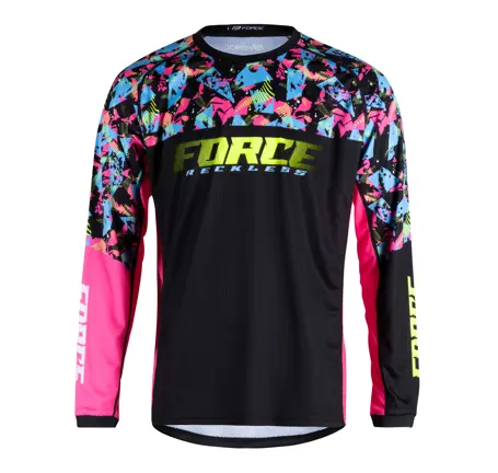 jersey F RECKLESS long sl, black-pink-fluo
