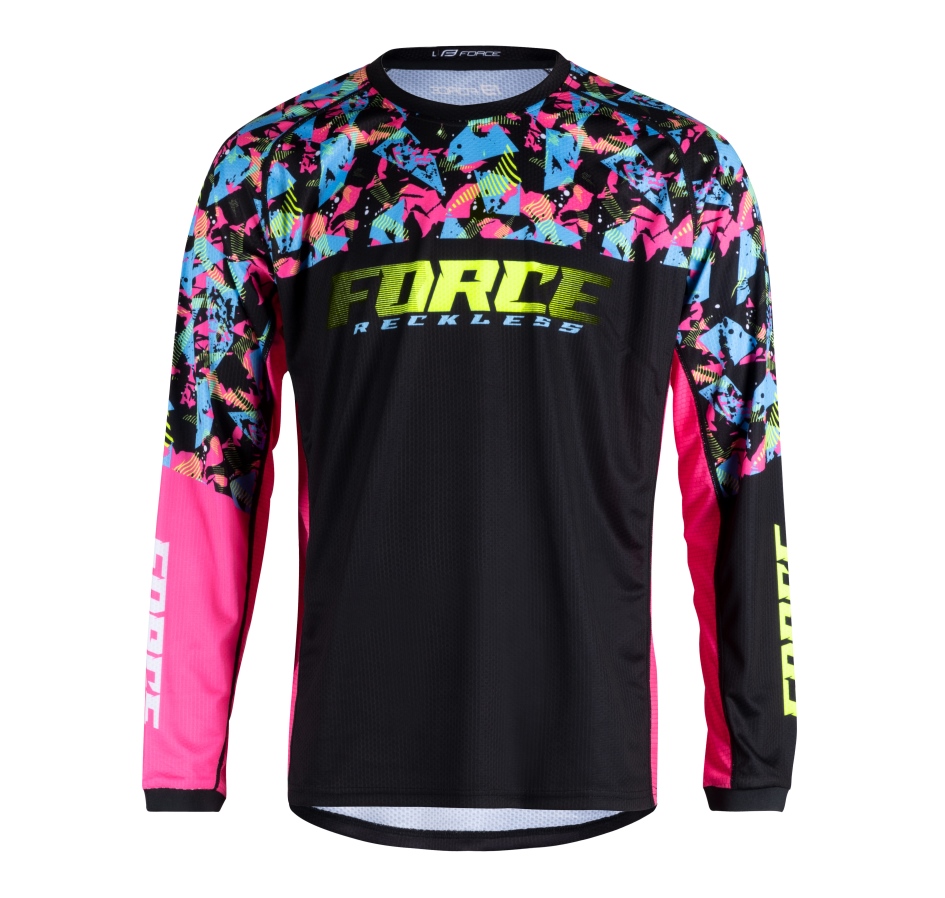 jersey F RECKLESS long sl, black-pink-fluo M