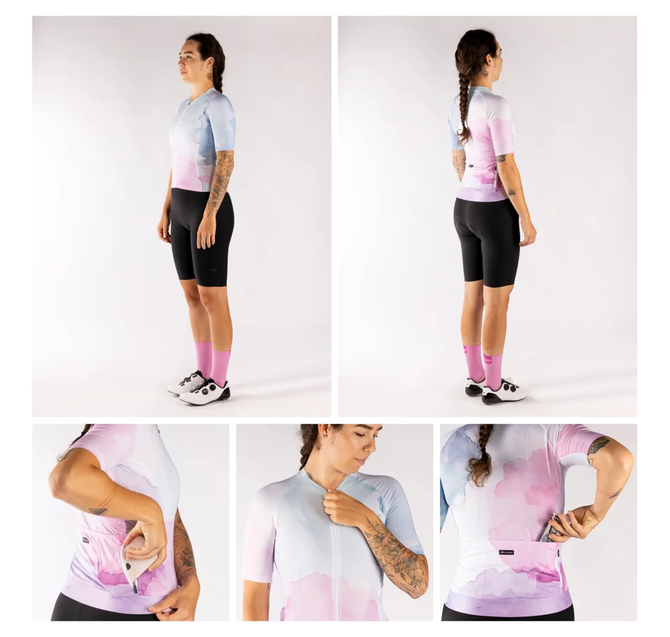 jersey FORCE SPLASH LADY short sl, pink-blue
