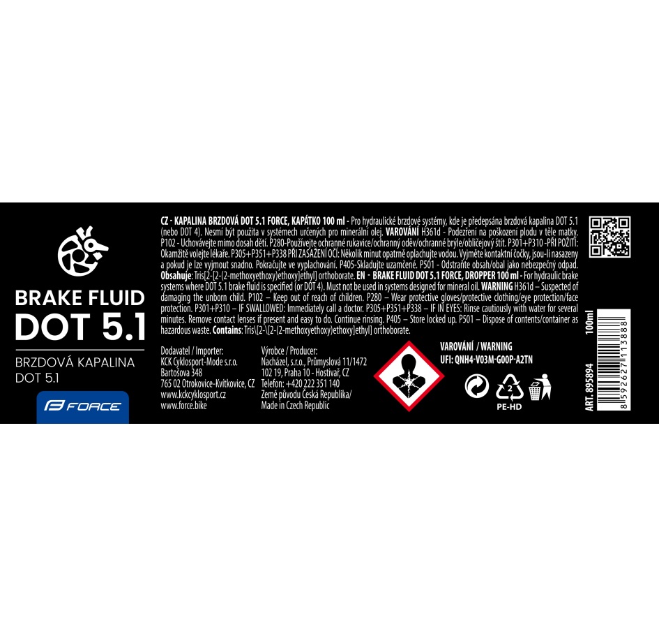 kapalina brzdová DOT 5.1 FORCE, kapátko 100 ml