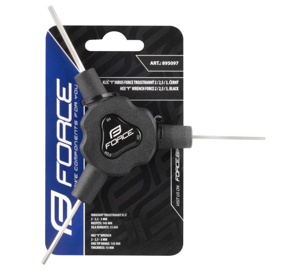 klíč Y šest. FORCE trojstranný 2/ 2,5/ 3 mm, černý