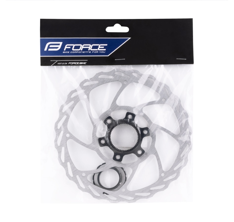 kotouč brzdový FORCE 180 mm, CENTER LOCK, stříbrný