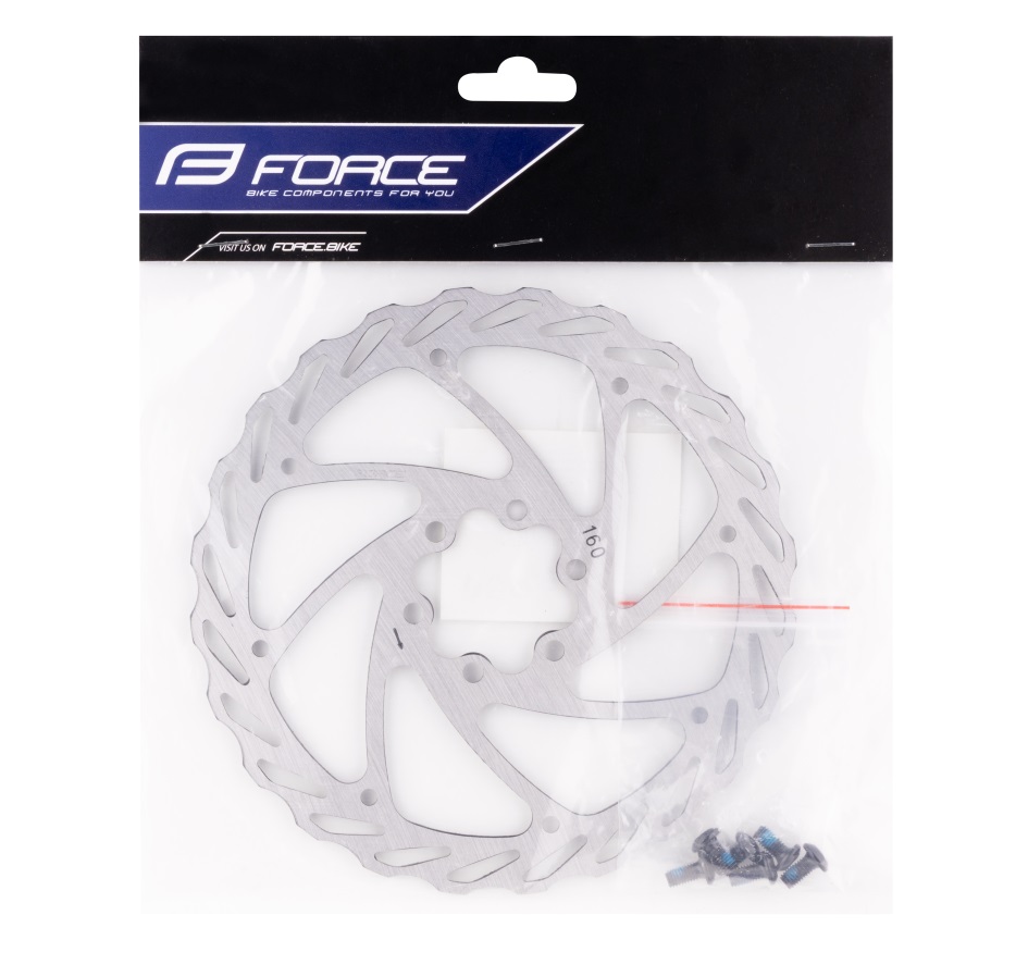 kotouč brzdový FORCE-4 160 mm, 6 děr, stříbrný