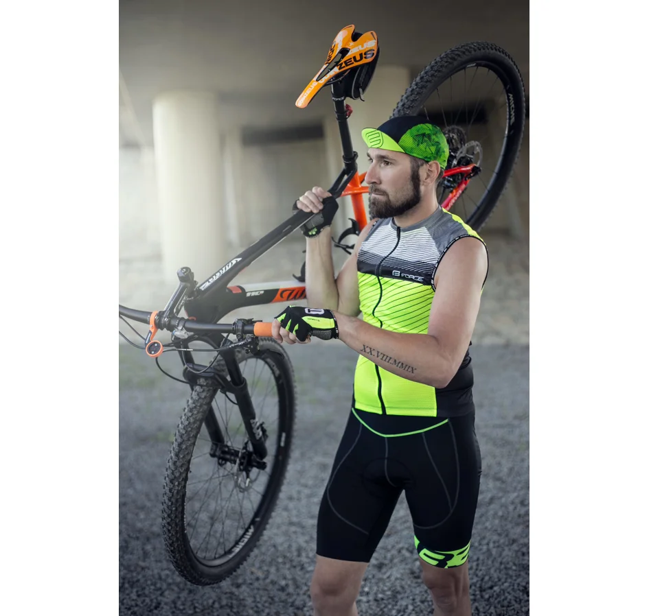 kraťasy FORCE B30 do pasu s vložkou,černo-fluo