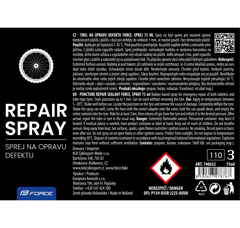 lepení-tmel FORCE opravovač defektu, sprej 75 ml