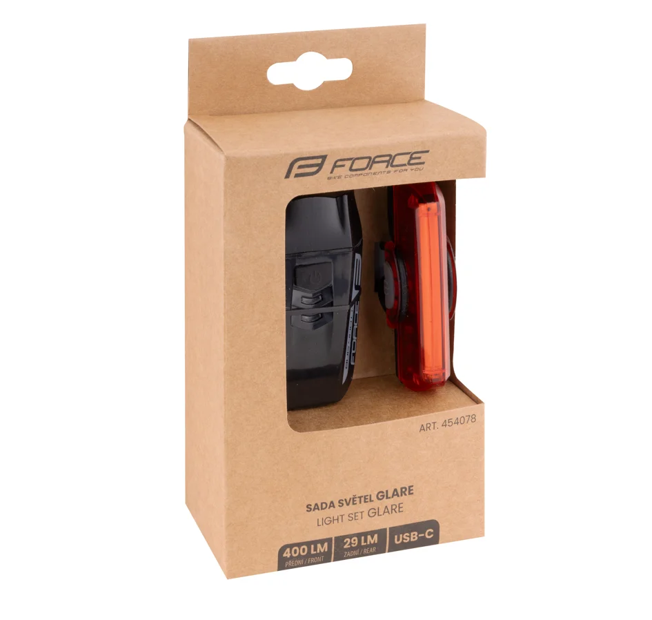 light set FORCE GLARE USB front+rear