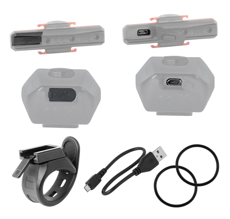 light set FORCE GLARE USB front+rear