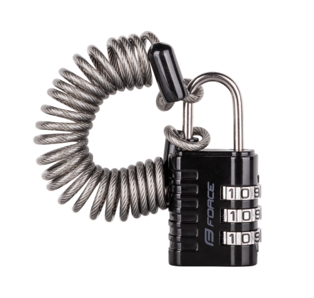 lock F SMALL 2 spiral code 120cm/3mm, black