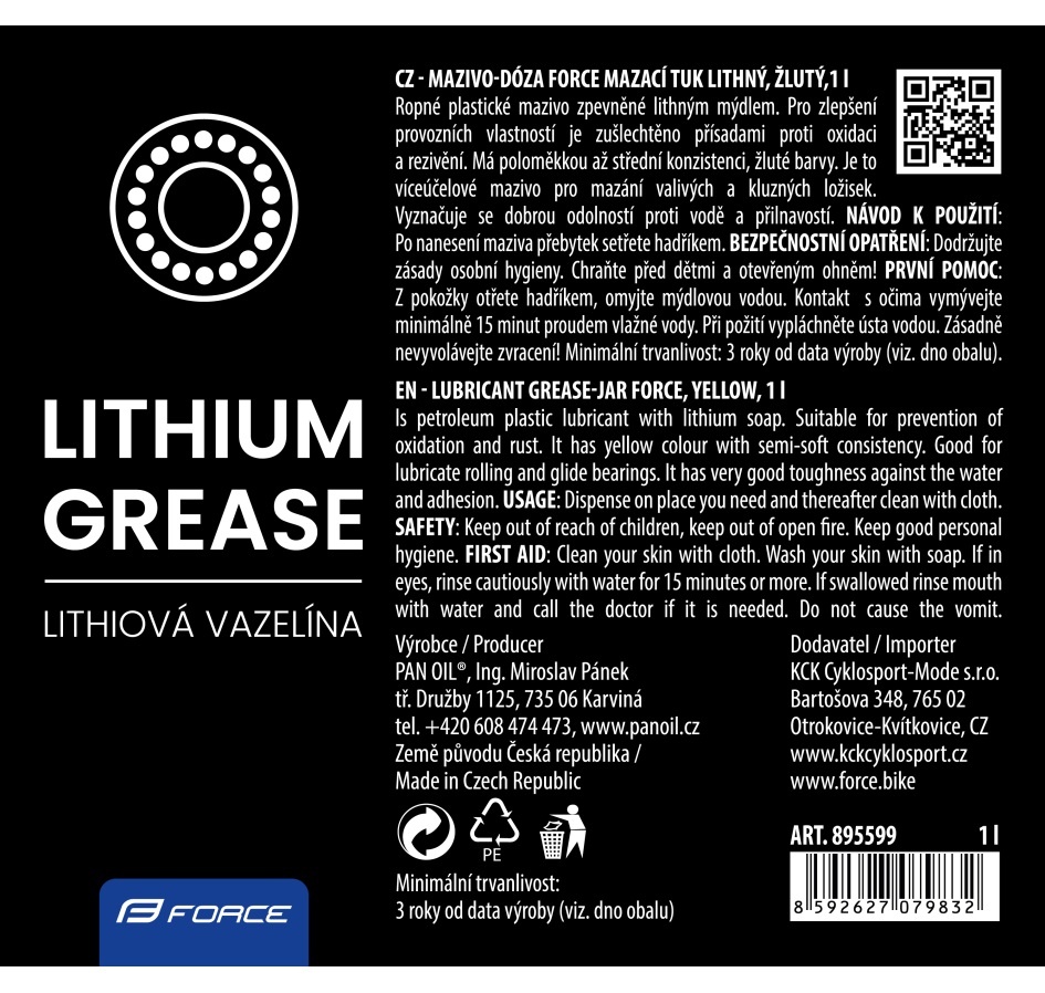 lubricant grease-jar FORCE, yellow, 1l