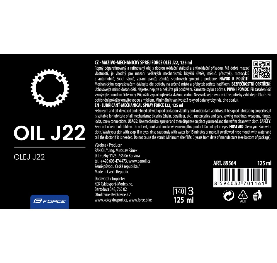 lubricant-mechanical spray FORCE J22 125ml