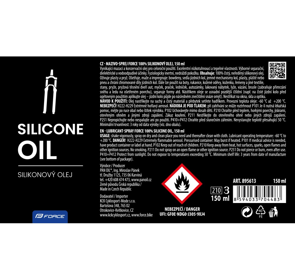 lubricant-spray FORCE 100% SILICONE oil, 150ml