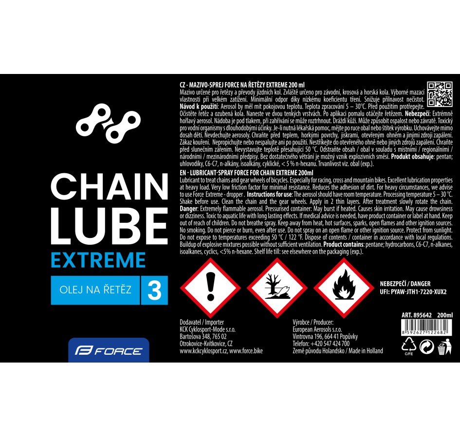 lubricant-spray FORCE for chain EXTREME 200ml
