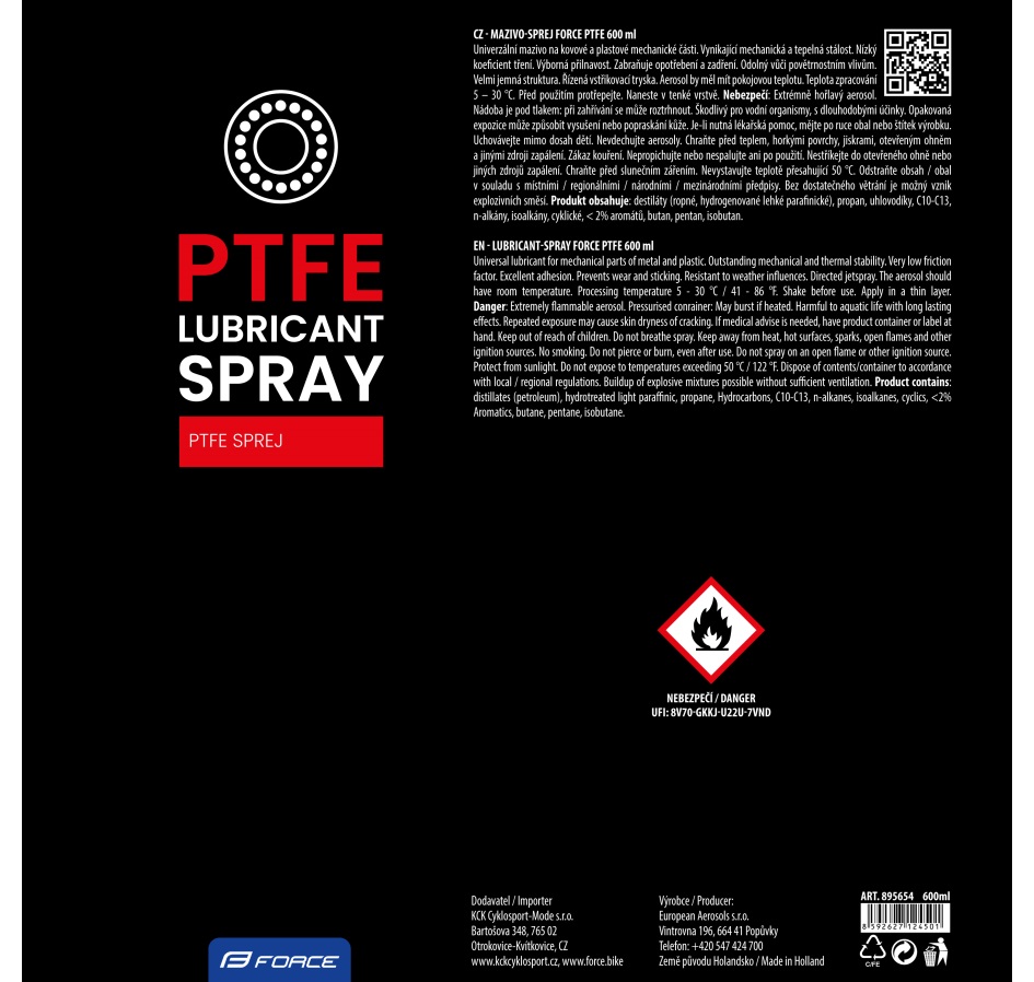 lubricant-spray FORCE PtFe 600ml
