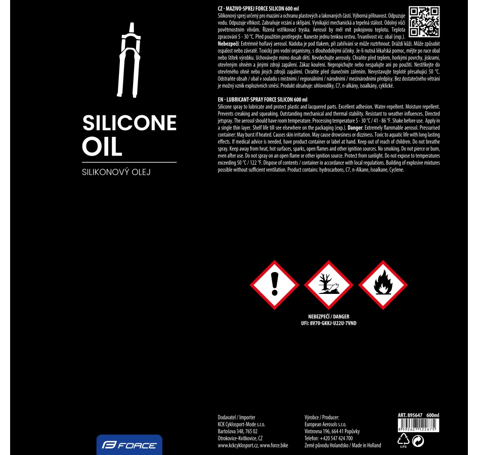 mazivo-sprej FORCE Silicon 600ml