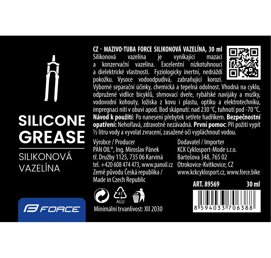 mazivo-tuba FORCE silikonová vazelína, 30ml