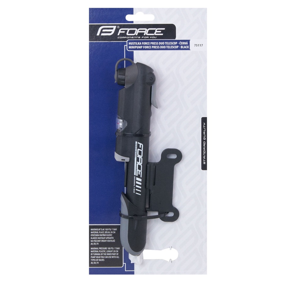 minipump FORCE MANO BASIC DUO TELESCOPE plastic,bk