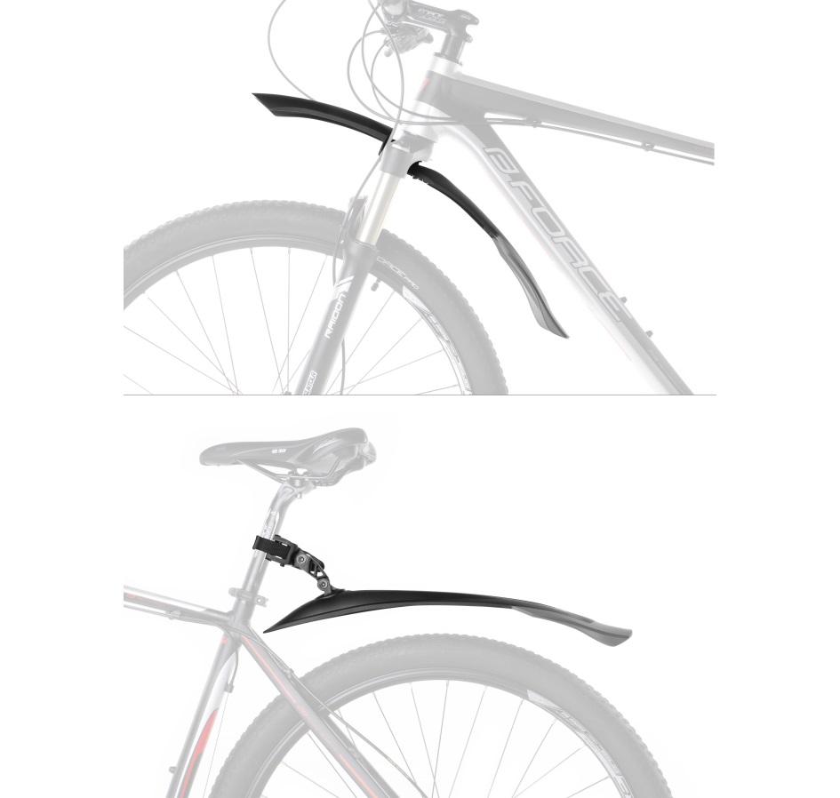 mudguards FORCE WARD, 24"-29" plastic, black-grey