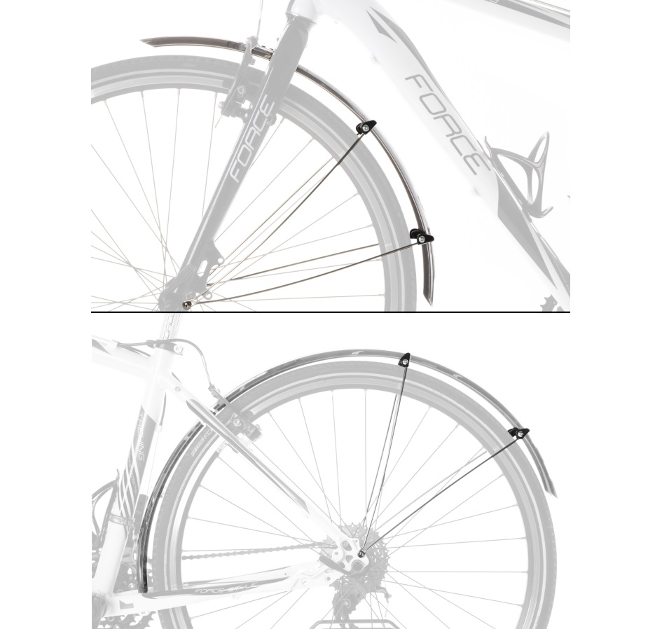 mudguards FORCE48 Aluflex 28" with struts,sil
