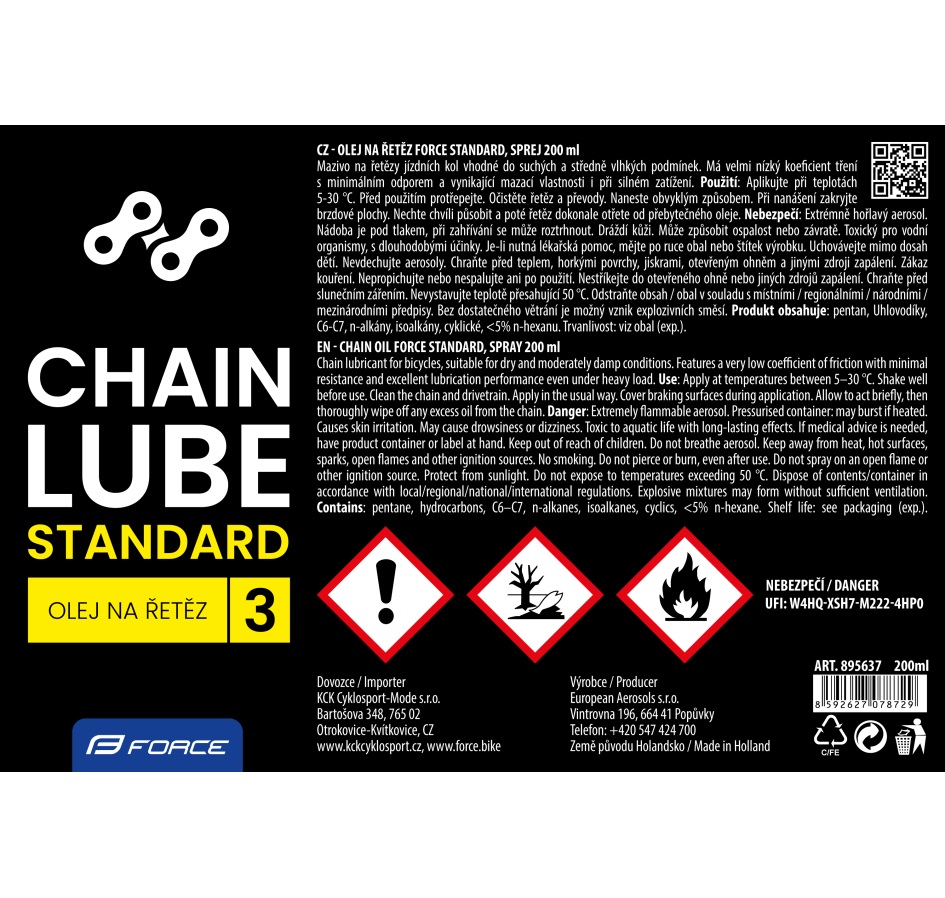 olej na řetěz FORCE STANDARD, sprej 200 ml