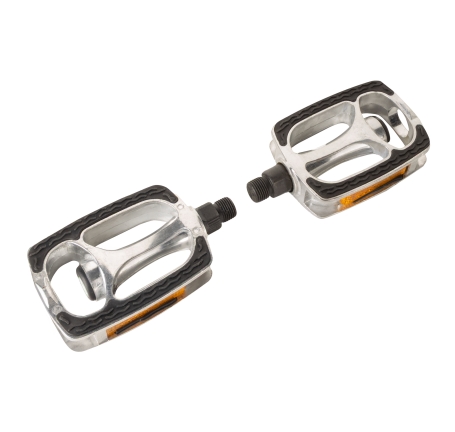 pedály FORCE BRIX hliník PROTISKLUZ,černo-stříbrné