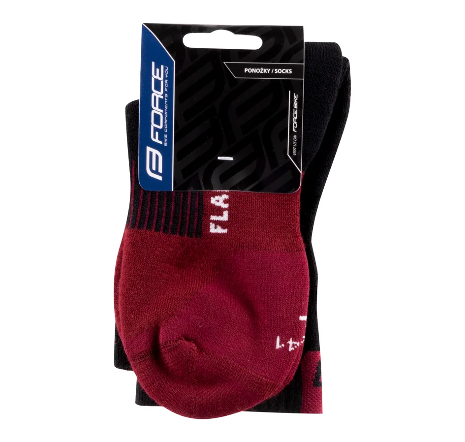 ponožky FORCE FLAKE termo, černo-bordo