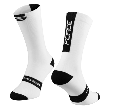 ponožky FORCE LONG PRO SLIM, bílo-černé