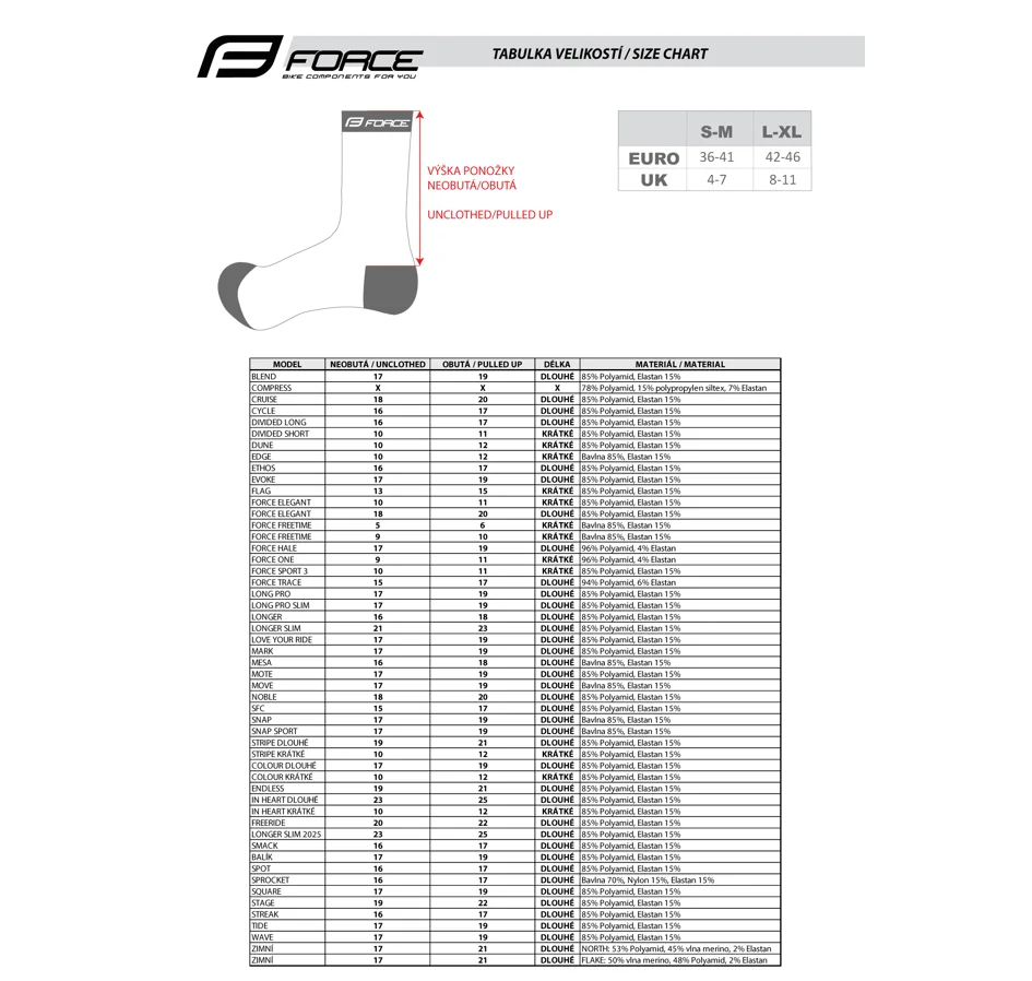 ponožky FORCE LONG PRO SLIM, bílo-černé