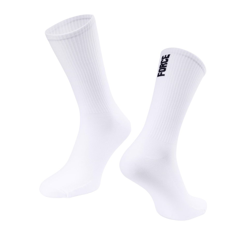 ponožky FORCE LONGER SLIM, bílé L-XL/42-46