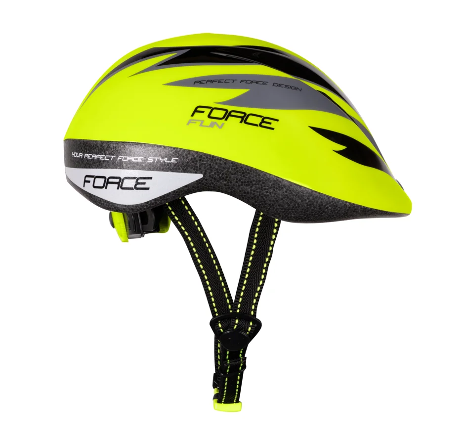 přilba FORCE FUN STRIPES dětská, fluo-černo-šedá 