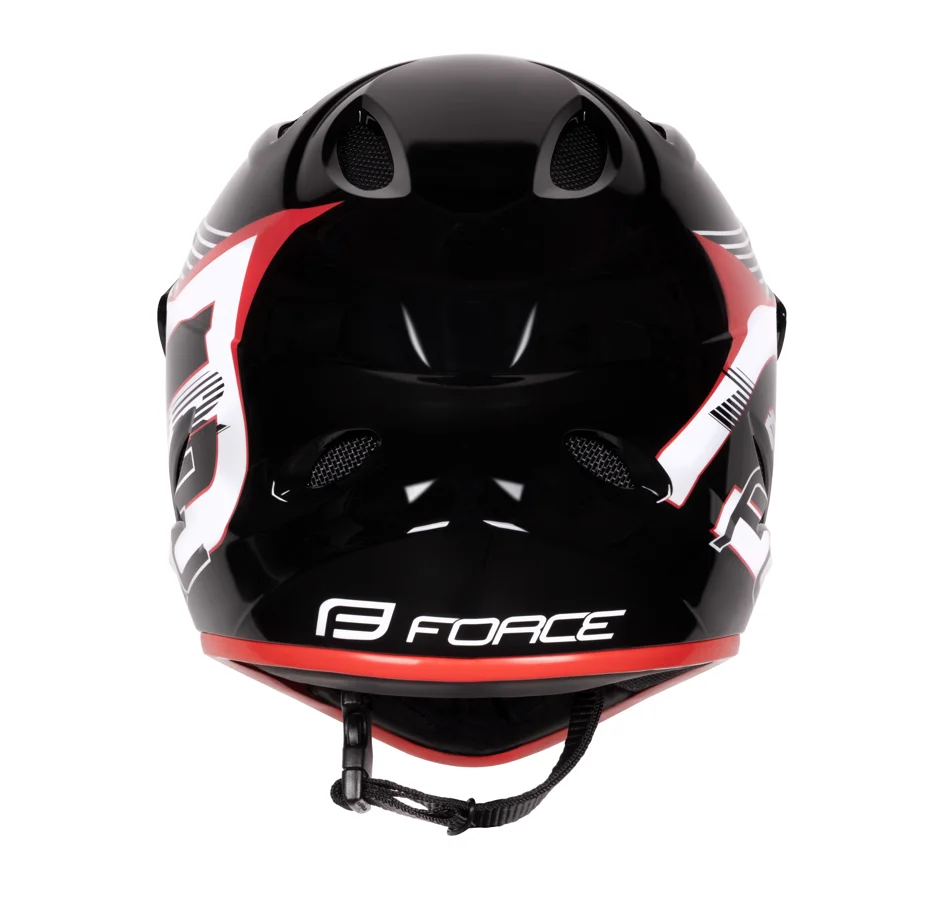 přilba FORCE TIGER downhill, črn-bílo-červ