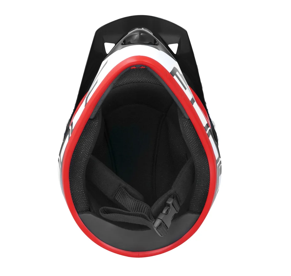 přilba FORCE TIGER downhill, črn-bílo-červ