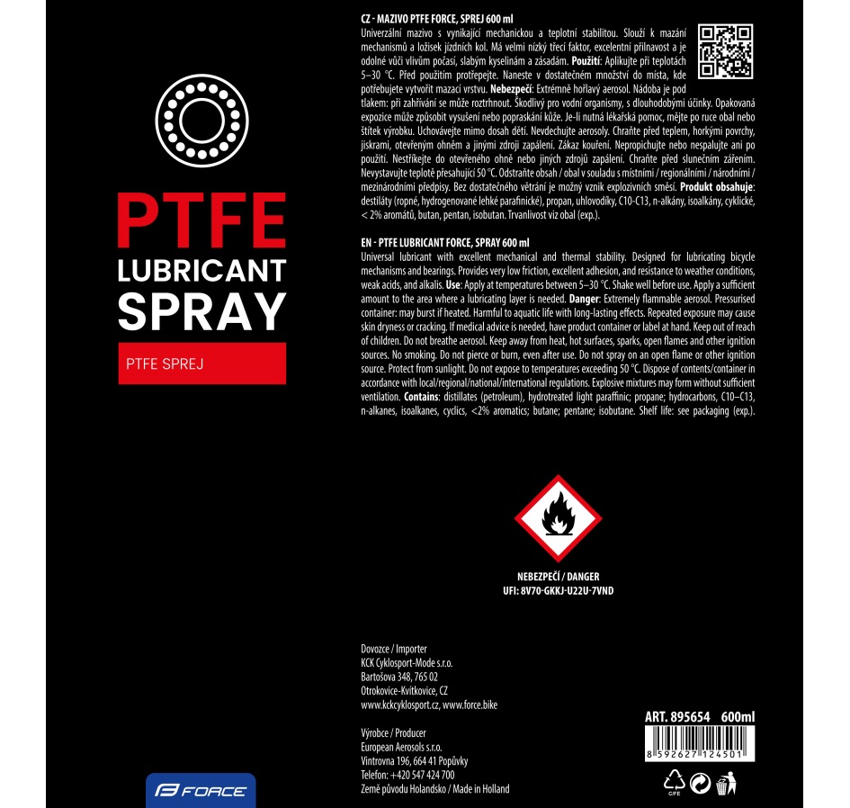 PtFe lubricant FORCE, spray 600 ml