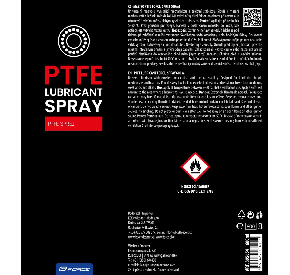 PtFe lubricant FORCE, spray 600 ml