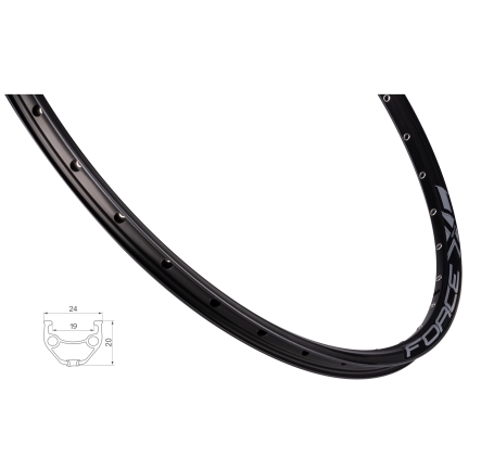 ráfek FORCE XC TOP DISC 584x19, 32děr, černý