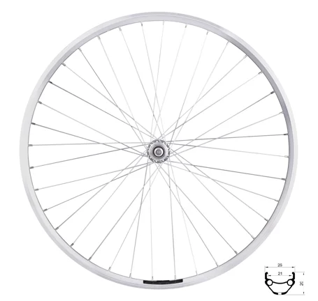 rear wheel FORCE PRIME 622x21,silv.,hub F80429,36h