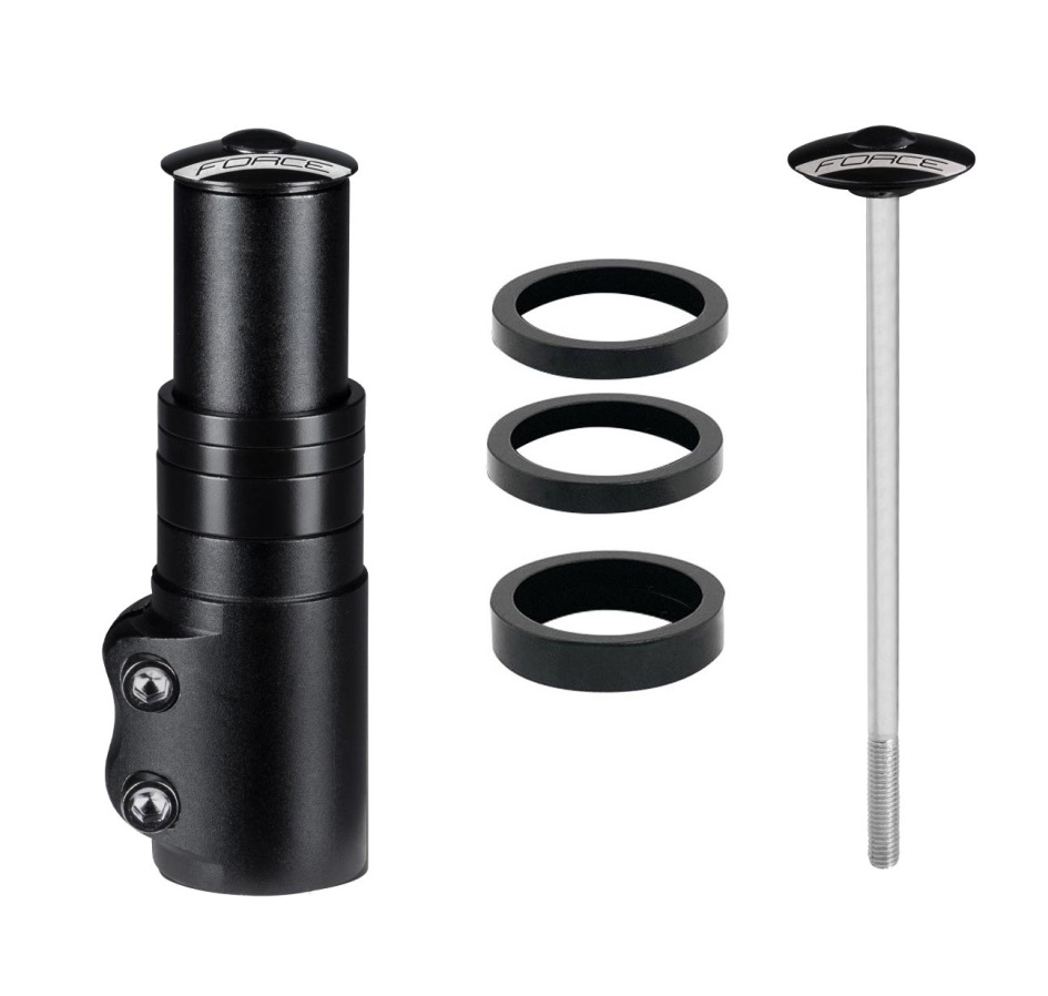 redukce FORCE nástavec vidlice 1 1/8''Al,116mm,črn