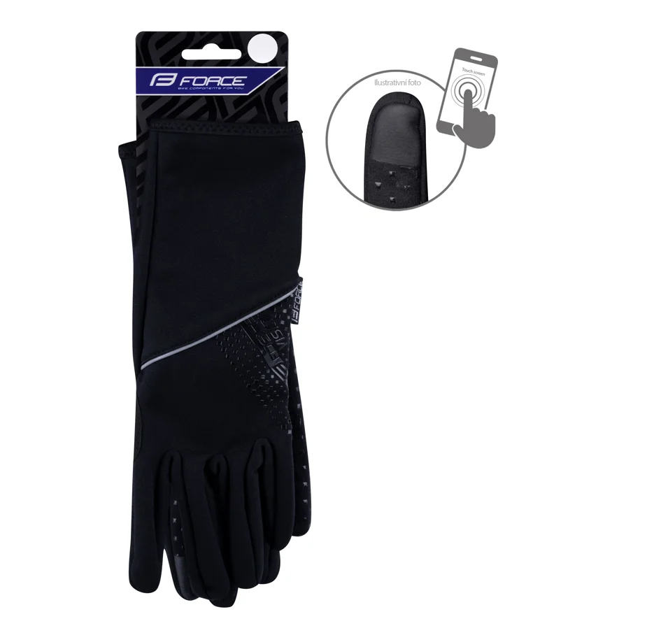 rukavice F VISION softshell, jaro-podzim, černé