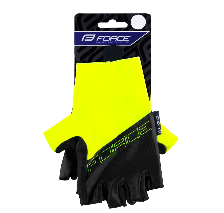 rukavice FORCE EVEN bez zapínání, fluo-černé