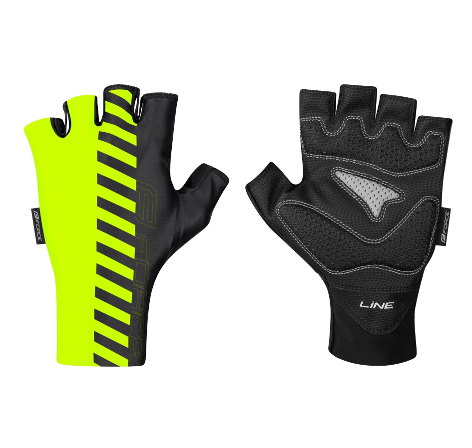 rukavice FORCE LINE bez zapínání, fluo-černé XL