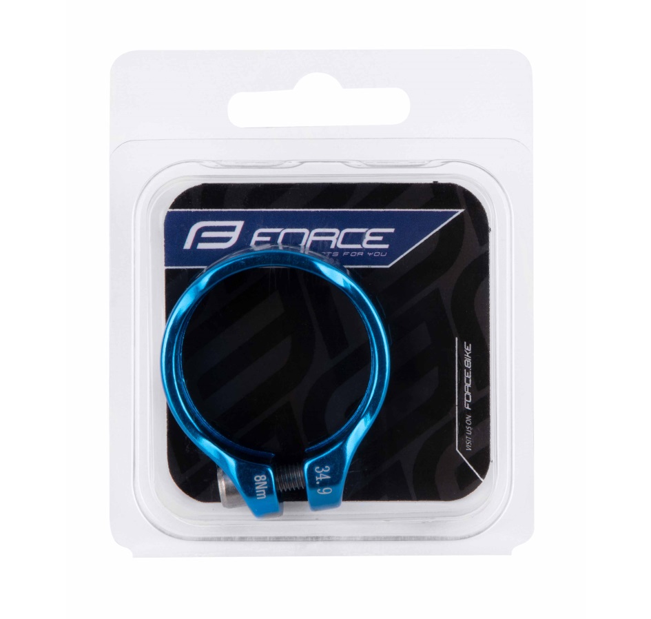 seat clamp FORCE for hex screw 34,9mm Al, blue