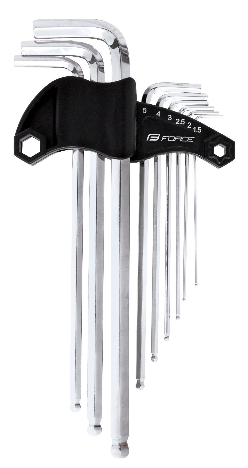 set of 9 hex wrenches FORCE 1,510mm, in holder Force