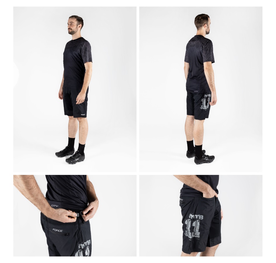 shorts FORCE MTB-11 with sep. pad, black  Force