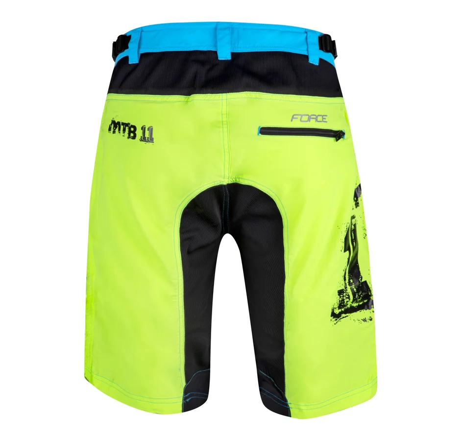 shorts FORCE MTB-11 with sep. pad, fluo 