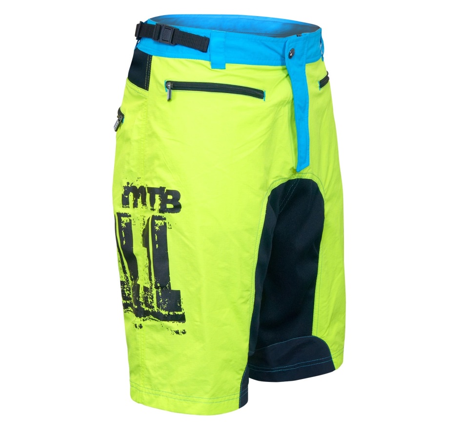shorts FORCE MTB-11 with sep. pad, fluo 
