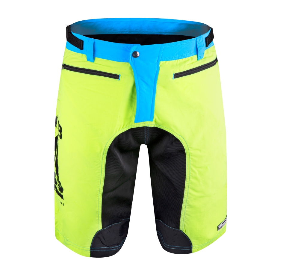 shorts FORCE MTB-11 with sep. pad, fluo 