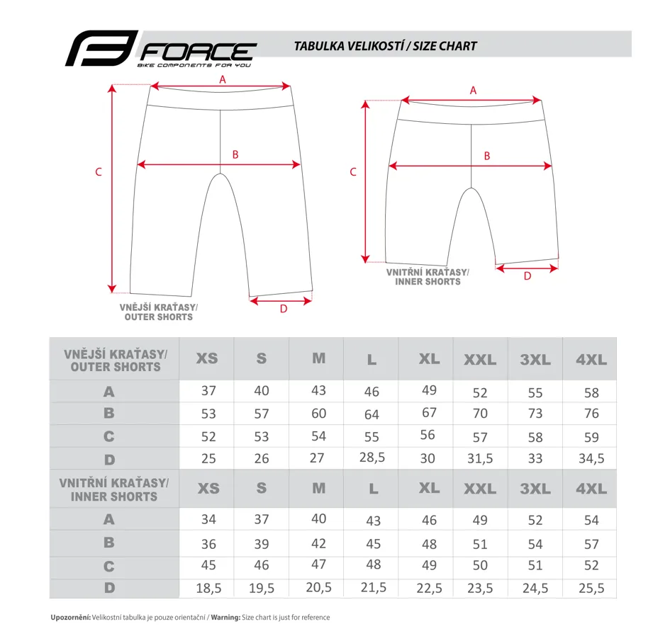 shorts FORCE MTB-11 with sep. pad, fluo 